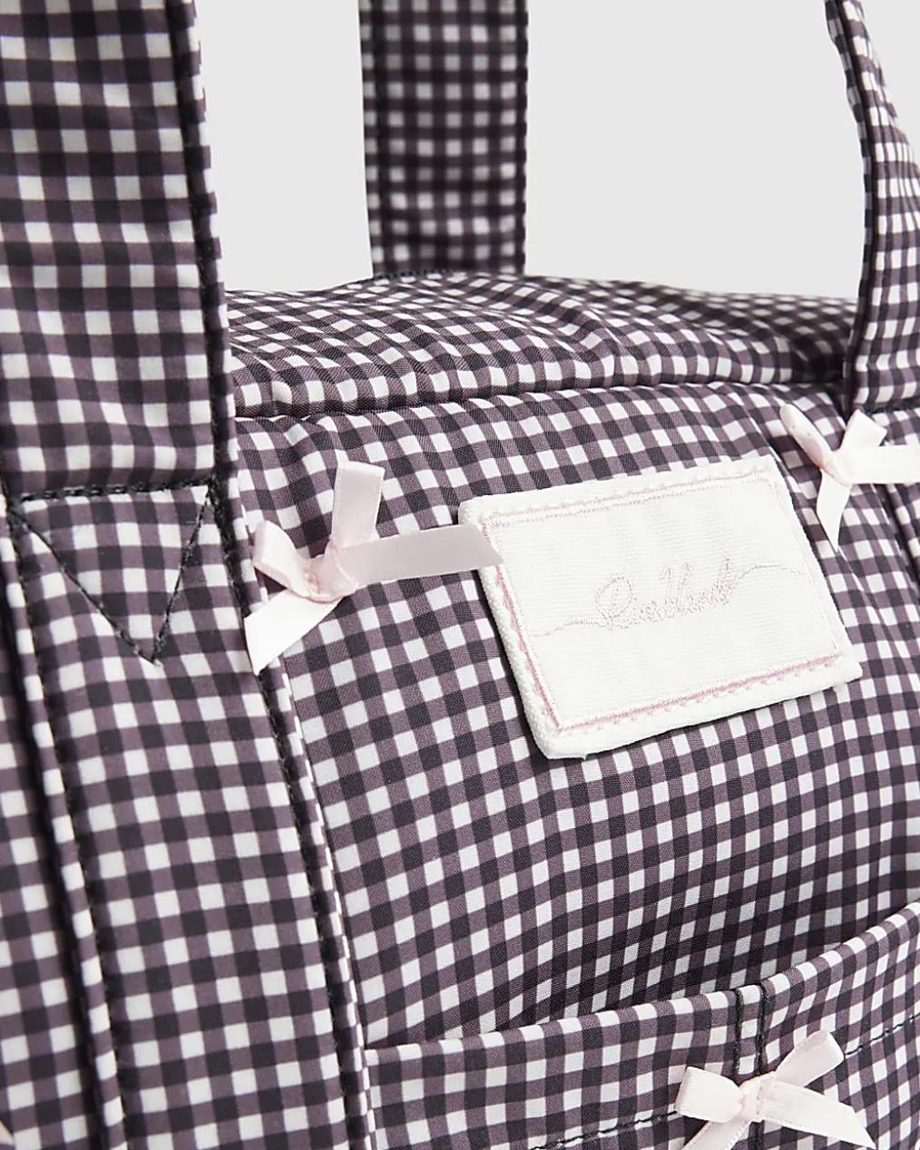 Black Gingham Bow Holdall Bag