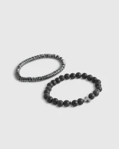 Black Hematite Cross Beaded Bracelet Pack