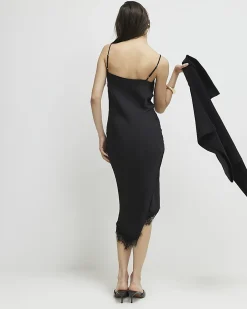 Black Hybrid Satin Jumper Maxi Dress