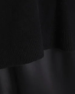 Black Hybrid Satin Jumper Maxi Dress