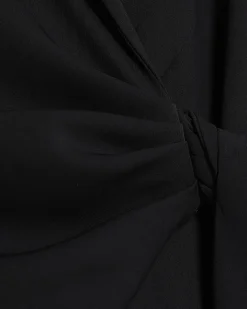 Black Knot Front Wrap Mini Dress