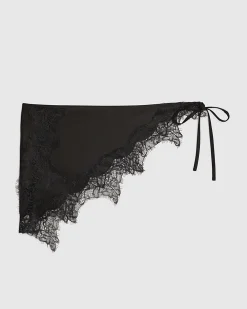 Black Lace Trim Waist Scarf