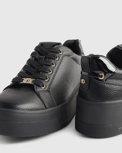 Black Lace Up Flatform Trainers