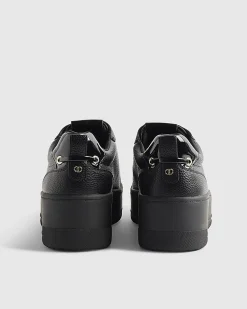 Black Lace Up Flatform Trainers