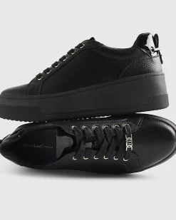 Black Lace Up Flatform Trainers