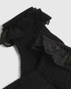 Black Large Lace Frill Socks