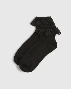 Black Large Lace Frill Socks