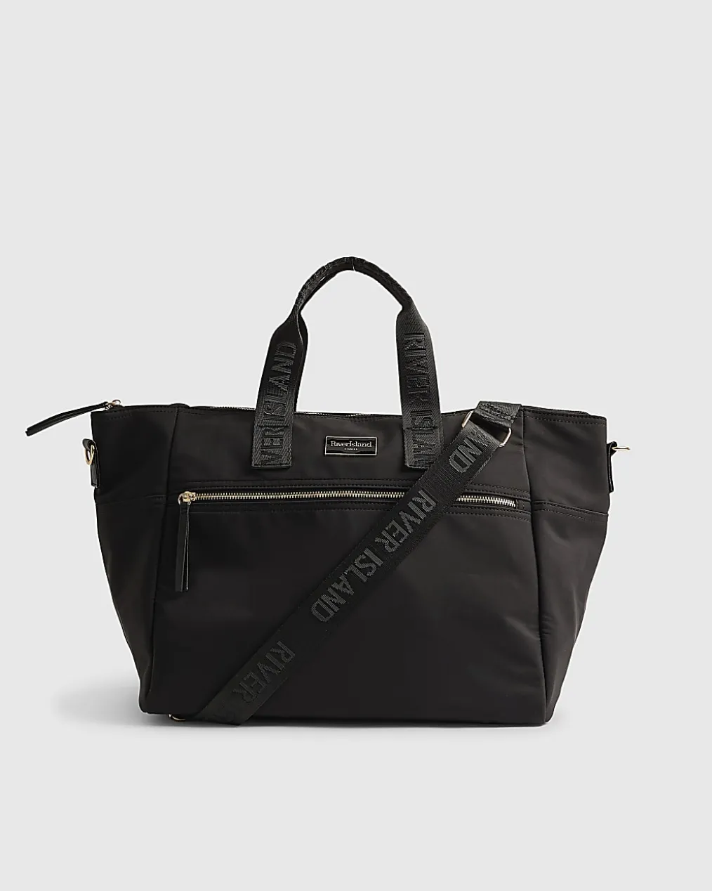 Black Large Webbing Strap Holdall Bag