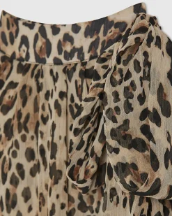 Black Leopard Pussybow Blouse