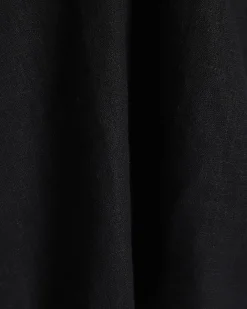 Black Linen Blend Short Sleeve Top