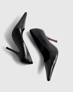 Black Long Chisel Toe Court Heels