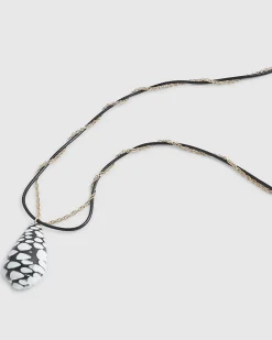 Black Long Shell Pendant Necklace