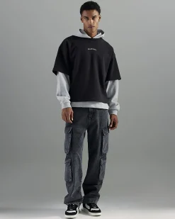 Black Loose Fit Cargo Jeans