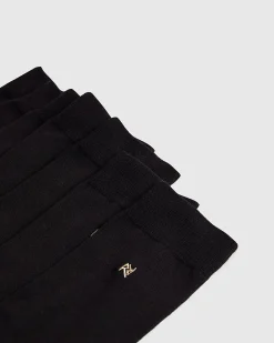 Black Metallic Embroidered Pack Of 7 Socks