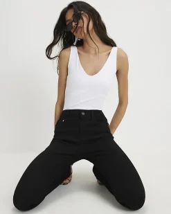 Black Mid Rise Flared Jeans