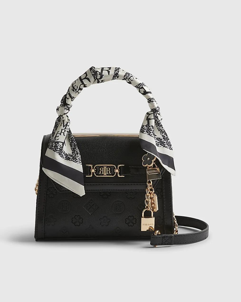 Black Mini Embossed Scarf Tote Bag