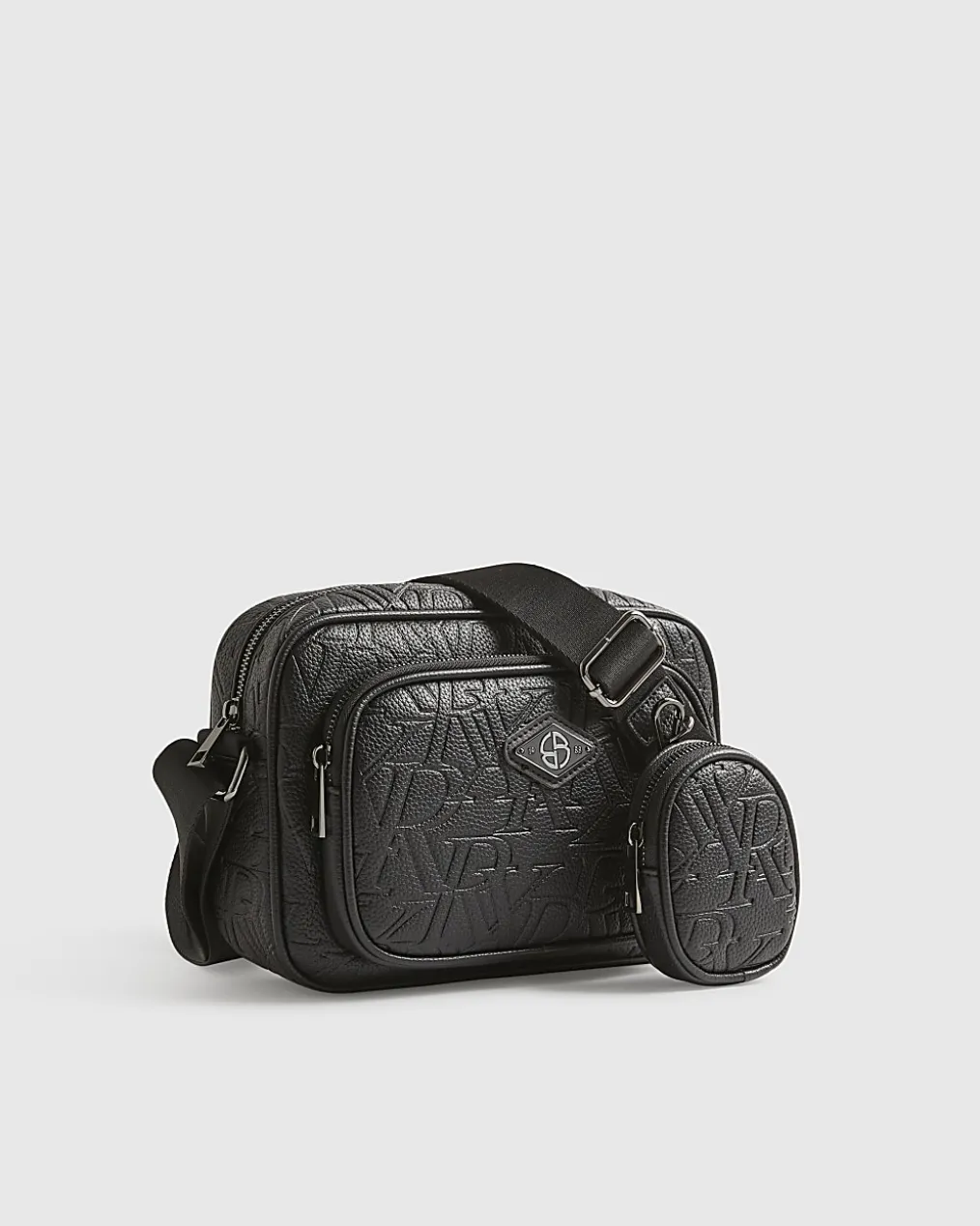 Black Monogram Embossed Cross Body Bag