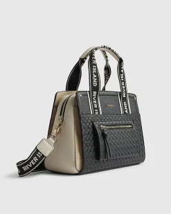 Black Monogram Front Tote Bag