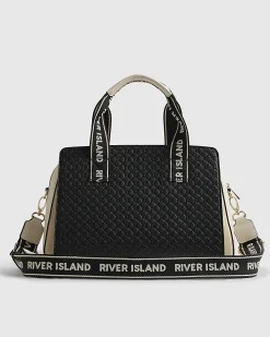Black Monogram Front Tote Bag
