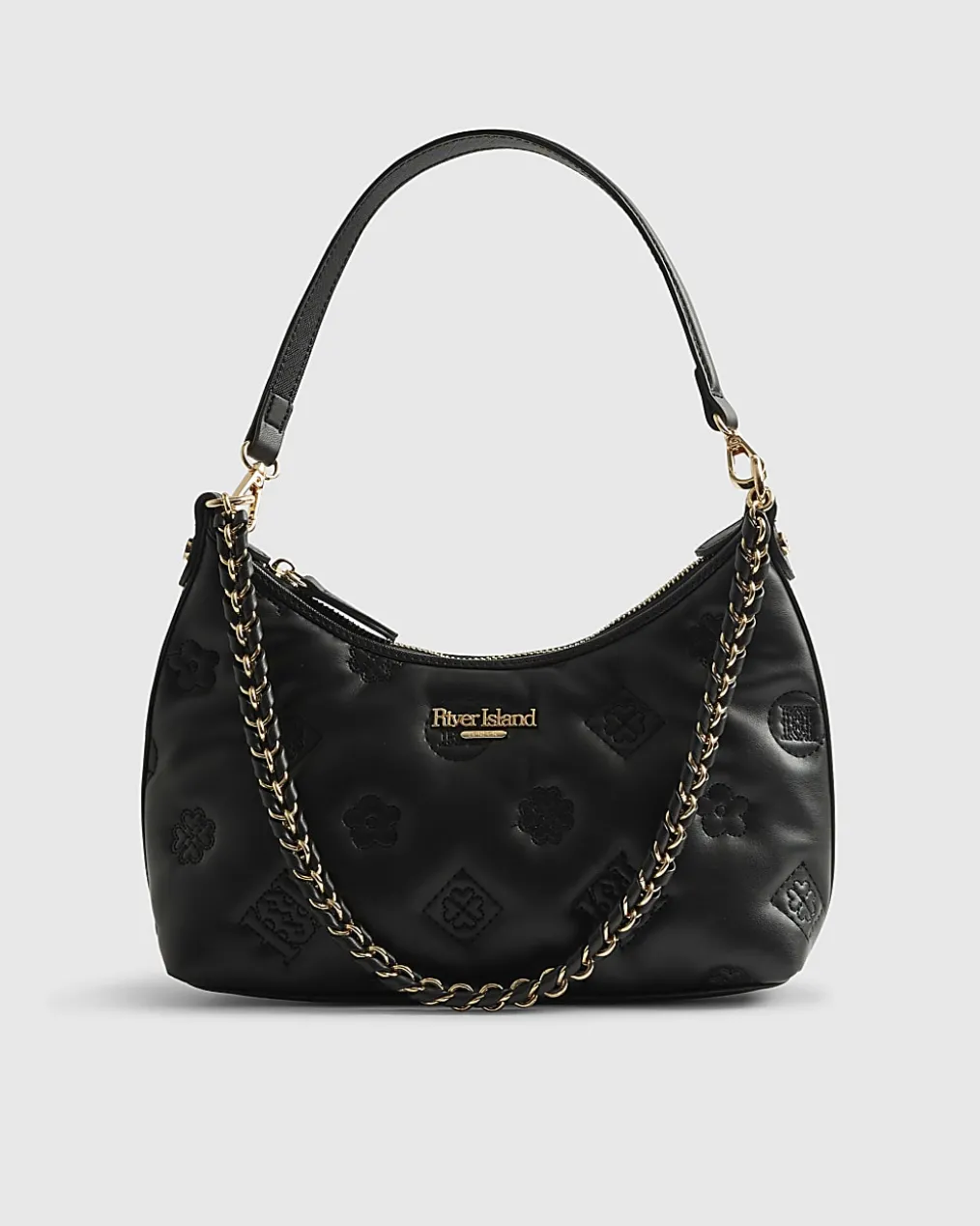 Black Monogram Quilted Shoulder Bag