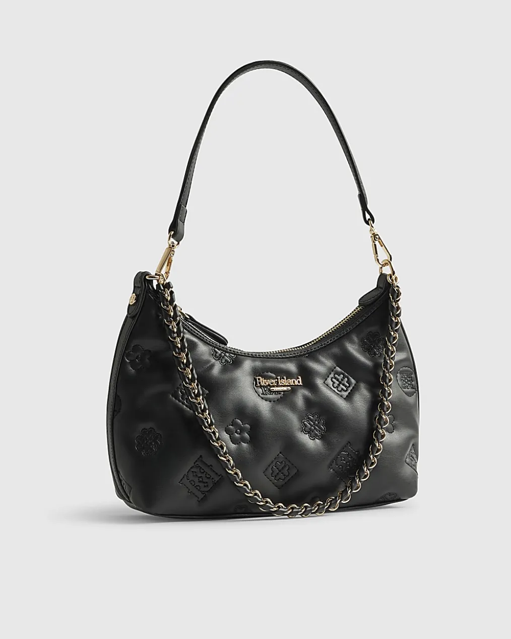 Black Monogram Quilted Shoulder Bag