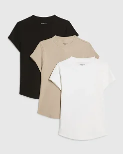 Black Multicoloured Ribbed T-Shirt Multipack