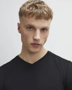 Black Muscle Fit Cotton V Neck T-Shirt