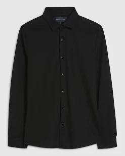 Black Muscle Fit Stretch Pique Smart Shirt