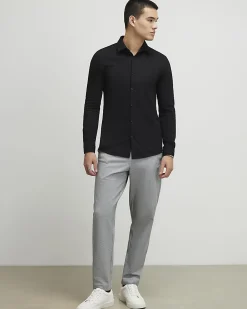 Black Muscle Fit Stretch Pique Smart Shirt
