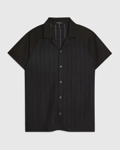Black Muscle Fit Textured Short Sleeve Shirt