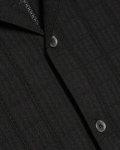 Black Muscle Fit Textured Short Sleeve Shirt