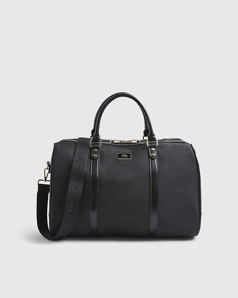 Black Nylon Barrell Travel Bag