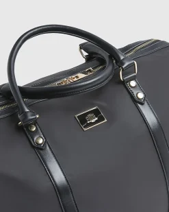 Black Nylon Barrell Travel Bag