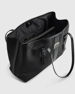 Black Nylon Buckle Handle Shopper Bag