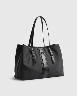 Black Nylon Buckle Handle Shopper Bag