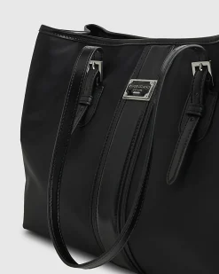 Black Nylon Buckle Handle Shopper Bag
