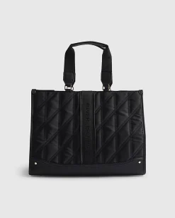 Black Nylon Quilted Shopper Bag
