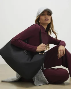Black Nylon Slouch Shoulder Bag