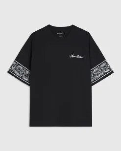 Black Oversized Baroque Back Patch T-Shirt