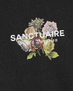 Black Oversized Cotton Flower Print T-Shirt