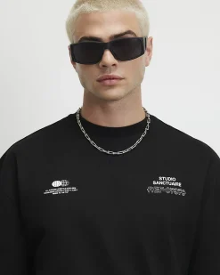 Black Oversized Cotton Sanctuaire T-Shirt