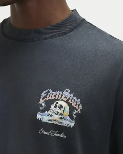 Black Oversized Cotton Skull Graphic T-Shirt