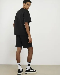 Black Oversized Cotton T-Shirt And Shorts Set