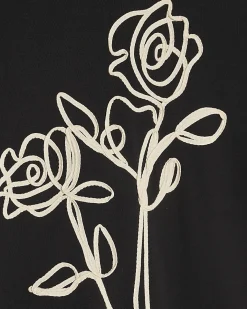 Black Oversized Fit Cotton Roping T-Shirt