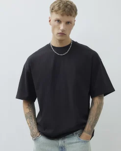 Black Oversized Fit Cotton Crew Neck T-Shirt