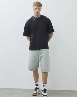 Black Oversized Fit Cotton Crew Neck T-Shirt