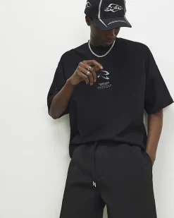 Black Oversized Fit Cotton Midweight T-Shirt