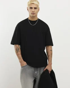 Black Oversized Fit Cotton T-Shirts 2 Pack