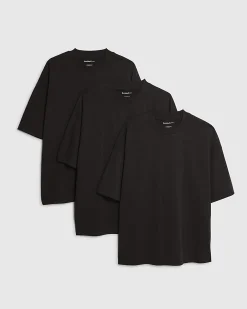Black Oversized Fit Crew Neck T-shirts 3 Pack