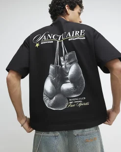 Black Oversized Fit Midweight Boxing T-Shirt
